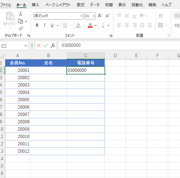 先頭に0を入力すると