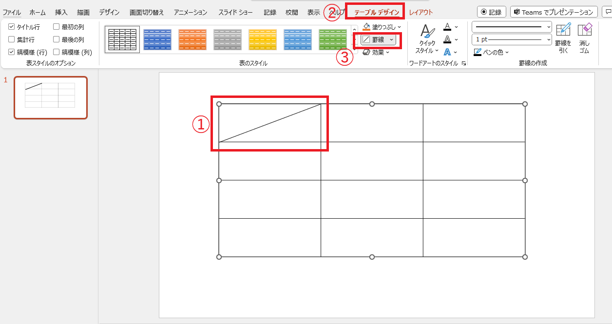 PowerPointで表に斜線を引く方法【初心者でも簡単】