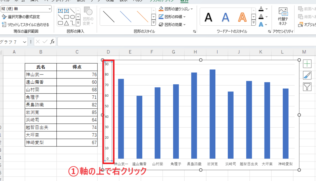 軸の上で右クリックする