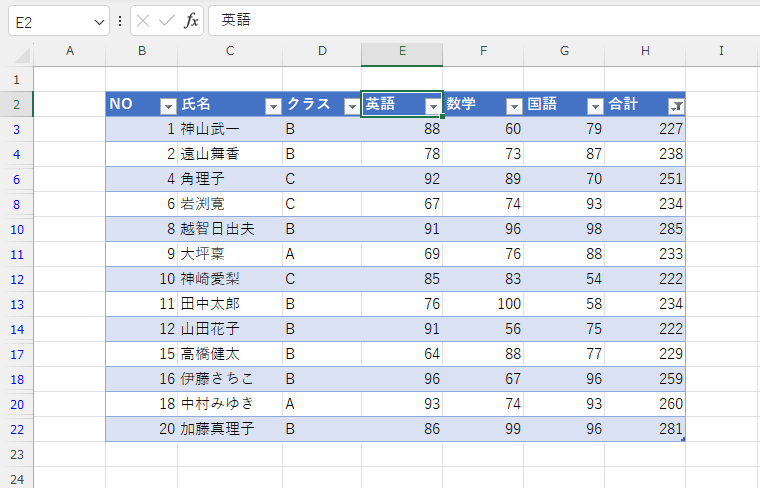 特定の列のフィルターをクリアすることができる