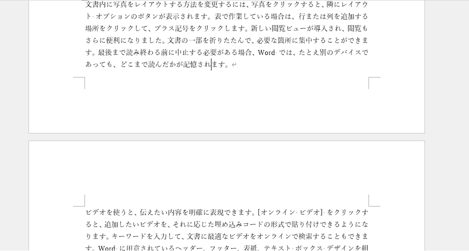 ページの余白が表示される