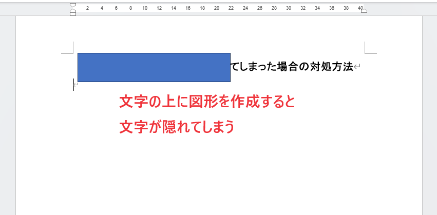 文字の上に図形を作成すると文字が隠れてしまう