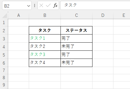 「ステータス」の値を条件に「タスク」の色を変更することができる