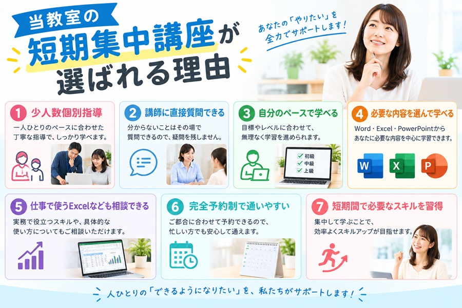 当教室の短期集中講座が選ばれる理由